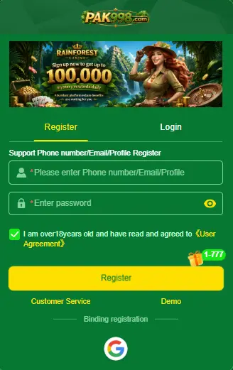 Pak988 Game registration