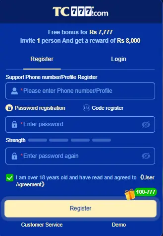 TC777 Game registration